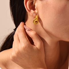Wrapped Circle Stainless Steel Stud Earrings