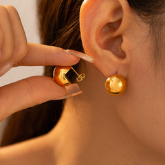Polished Sphere Stainless Steel Stud Earrings