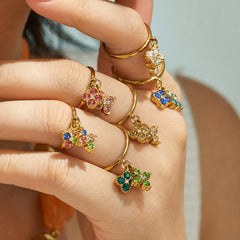 Four-Petal Cubic Zirconia Charm Ring