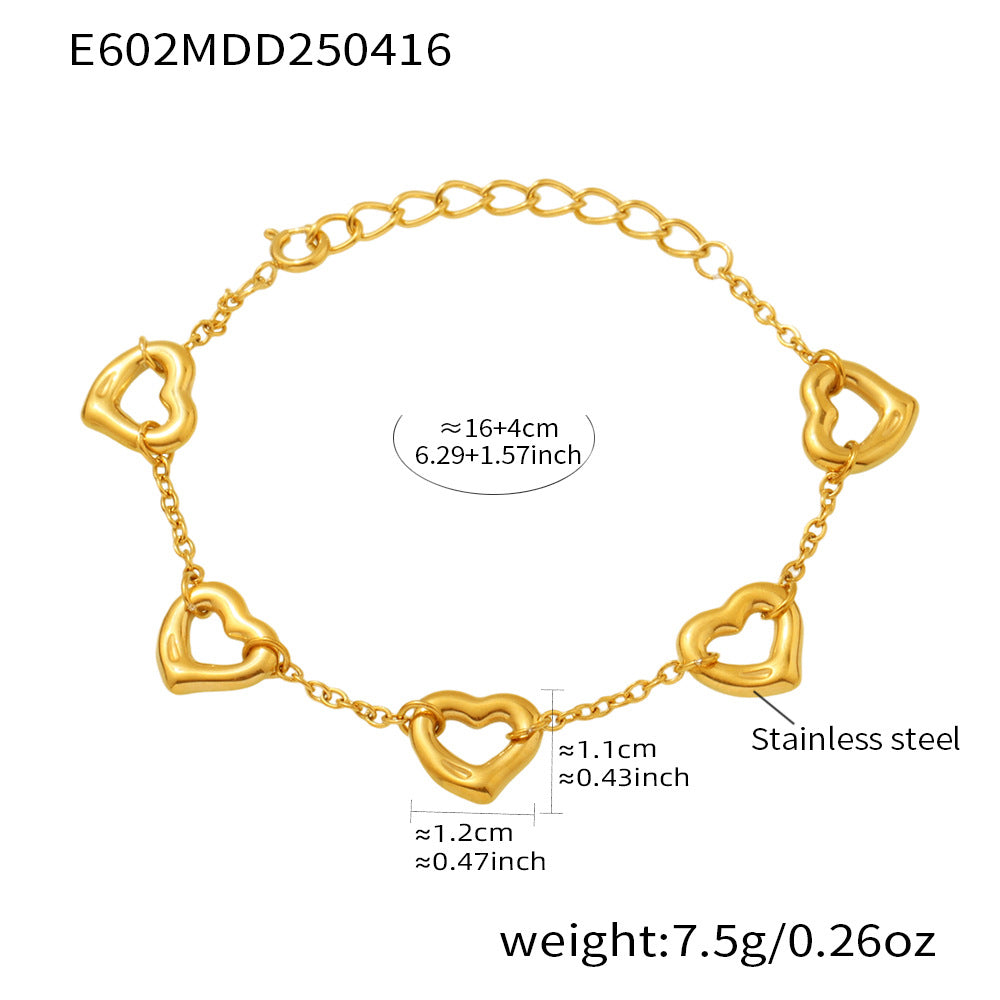 18K Gold-Plated Open Heart Link Bracelet