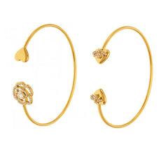 Rose or Bee Cubic Zirconia Open Cuff Bracelet