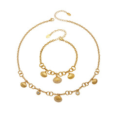 18K Gold-Plated Scallop Charm Necklace or Bracelet