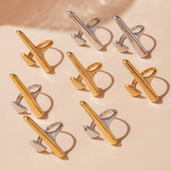 18K Gold-Plated Sculptural Bar Open Ring