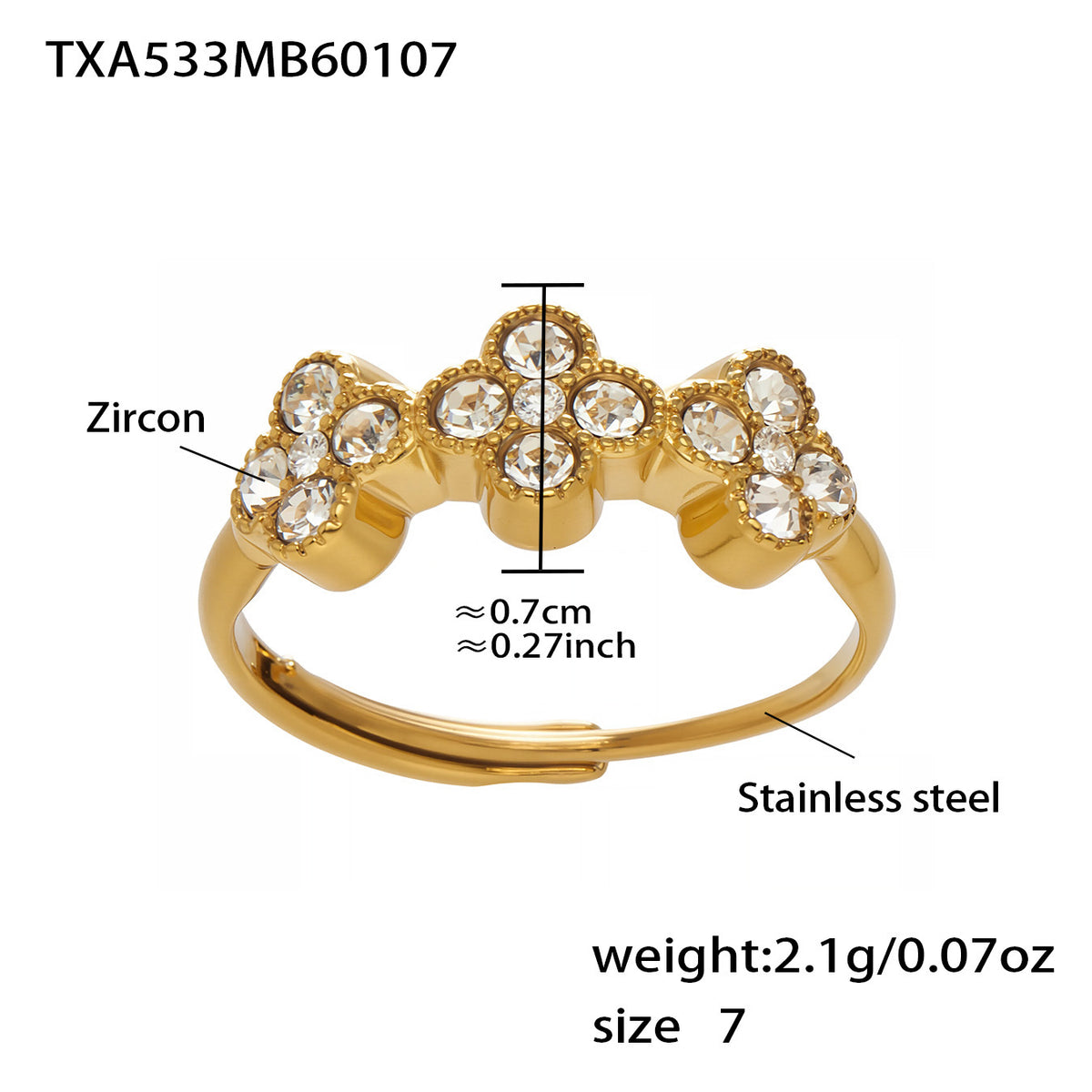 Color Four-Petal Cubic Zirconia Jewelry