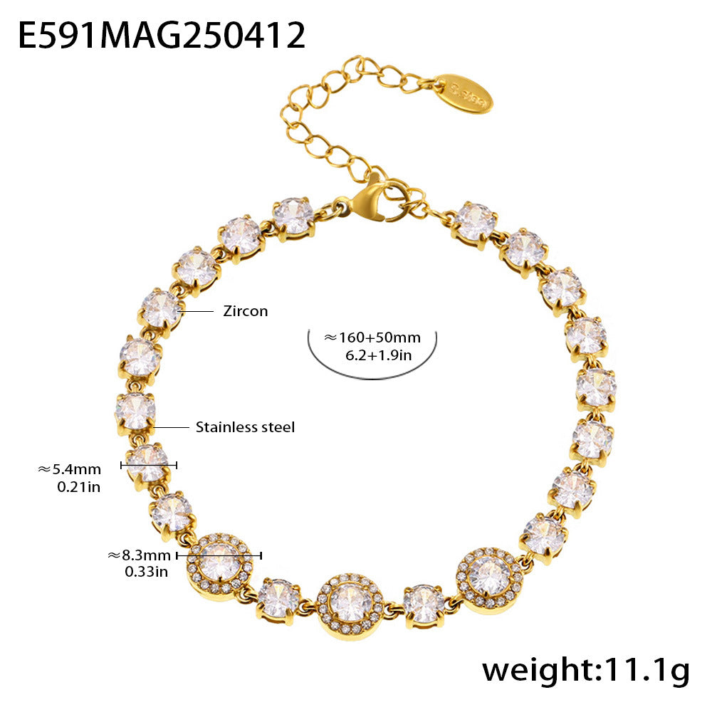 Round Halo Cubic Zirconia Bracelet