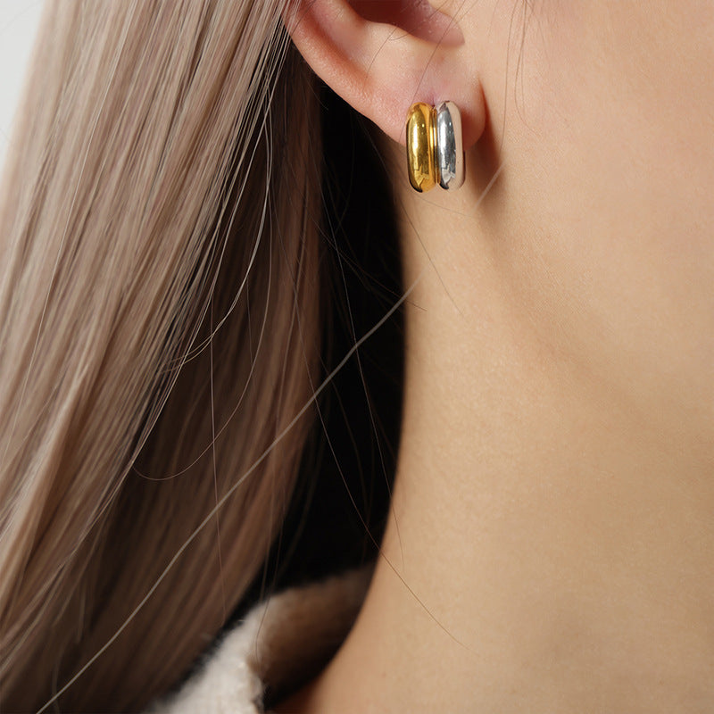 Double-Layer Sculptural C-Hoop Earrings
