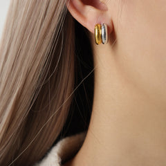 Double-Layer Sculptural C-Hoop Earrings