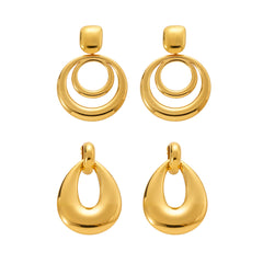 Sculptural Circle or Teardrop Drop Earrings