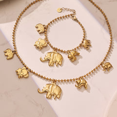 18K Gold-Plated Elephant Charm Necklace or Bracelet