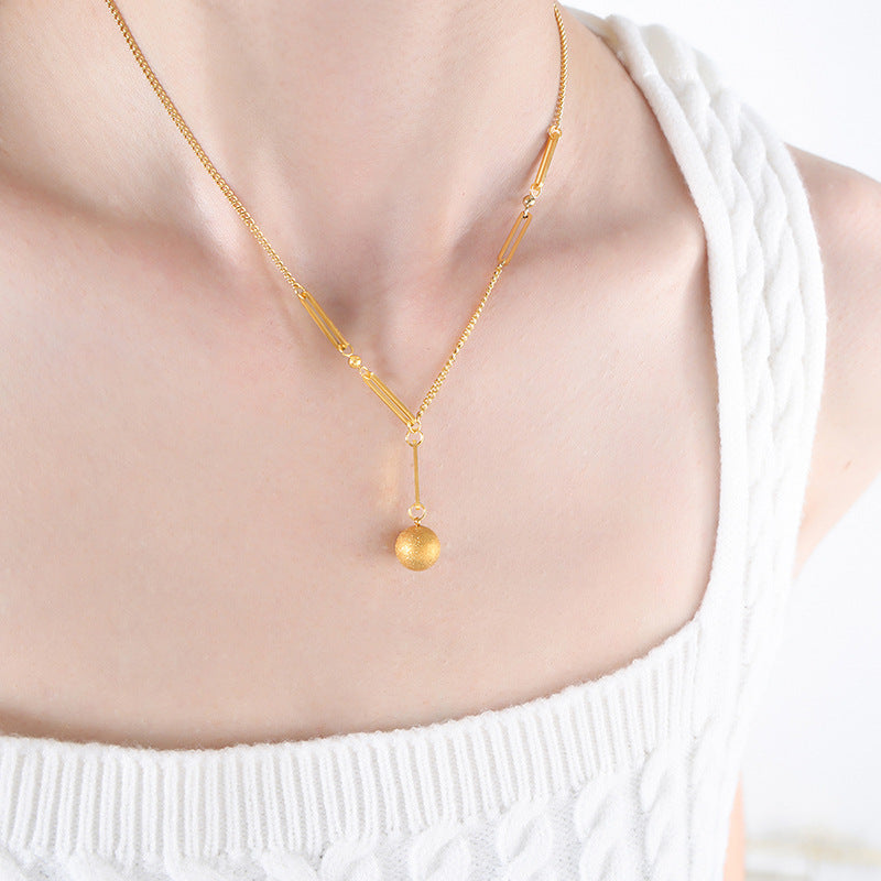 Geometric Ball-Drop Lariat Necklace