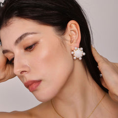 18K Gold-Plated Flower Pearl-Look Earrings