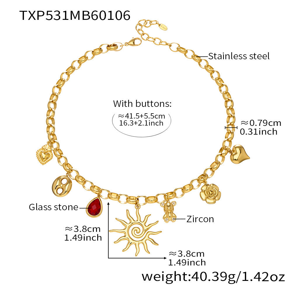 Sun Heart and Bear Multi-Charm Necklace or Bracelet