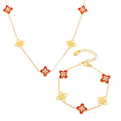 Enamel Clover Necklace or Bracelet