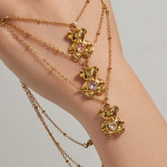 18K Gold-Plated Teddy Bear Pendant Necklace