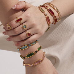 Colored Glass Link Bracelet
