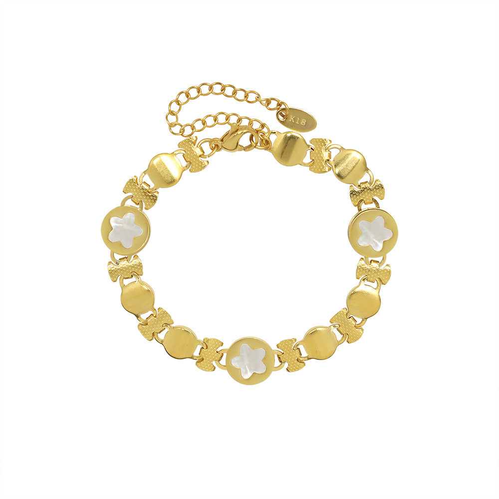 18K Gold-Plated White Shell Geometric Bracelet