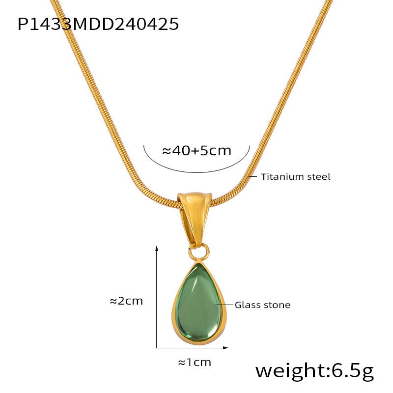 Green Teardrop Pendant Necklace