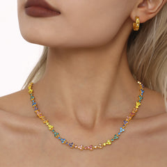 Cubic Zirconia Floral Statement Necklace