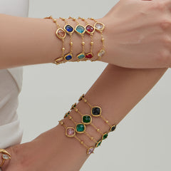 18K Gold-Plated Faceted Glass Accent Jewelry