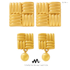18K Gold-Plated Woven Square Earrings