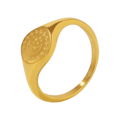 18K Gold-Plated Crescent and Star Ring