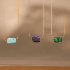 Natural Stone Rectangular Pendant Necklace