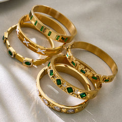 Faceted Accent and Cubic Zirconia Bangle Designs