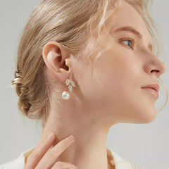 Daphne Pearl Pavé Stud Earrings