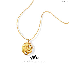 Textured Openwork Disc Pendant Necklace