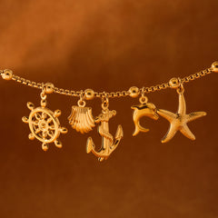 Gold-Tone Cubic Zirconia Charm Bracelet or Anklet