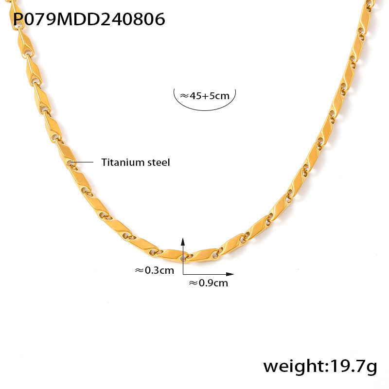 Geometric Link Stainless Steel Necklace & Bracelet