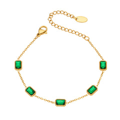 Green Cubic Zirconia Station Bracelet