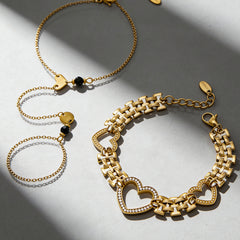 18K Gold-Plated Heart Bracelet or Hand Chain