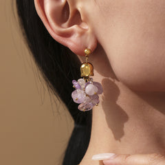 Citrine & Amethyst Crystal Drop Earrings