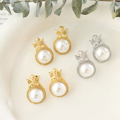 Cherub Pearl-Look Stud Earrings