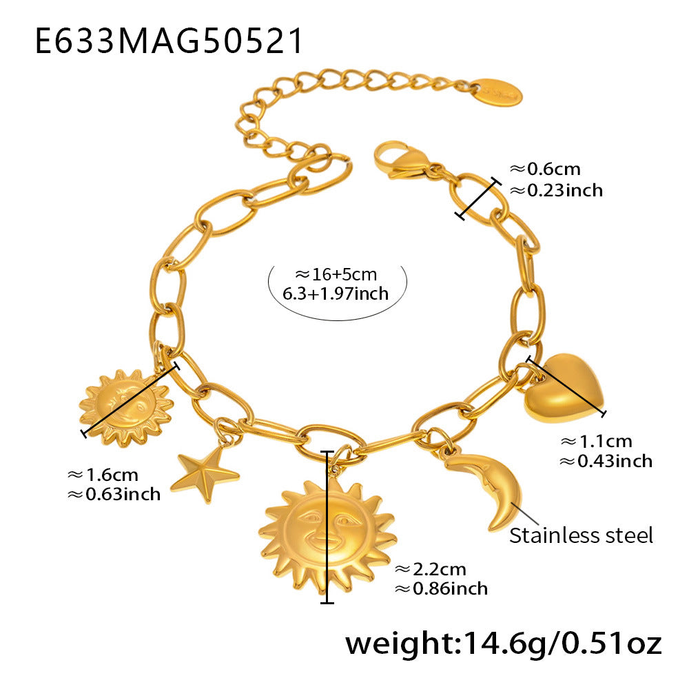 Gold-Tone Sun, Moon and Star Bracelet or Anklet