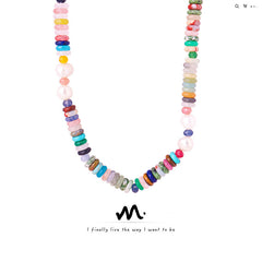 Multicolor Natural Stone & Freshwater Pearl Necklace