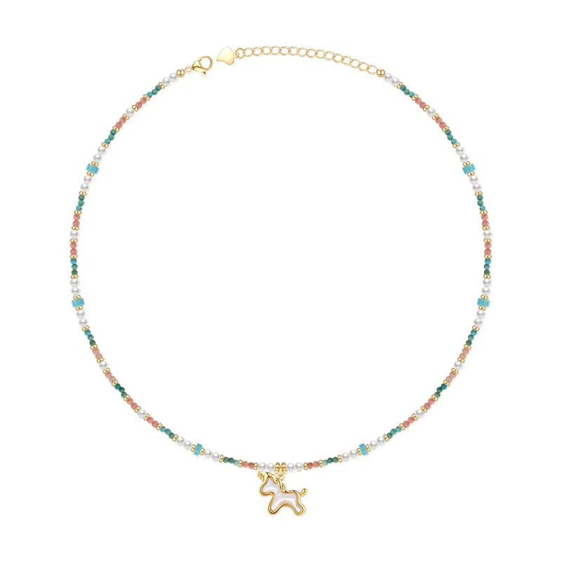 Camille Glass Horse Beaded Necklace