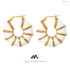 Enamel Fan Hoop Earrings