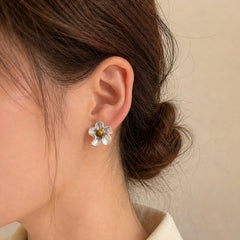 Nicolette Matte Tiger-Eye Camellia Stud Earrings