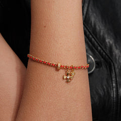 Daphne Dainty Pavé Heart Cord Bracelet