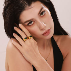 Rectangular Cubic Zirconia Open Ring