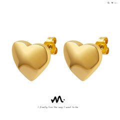 Minimal Polished Heart Stud Earrings