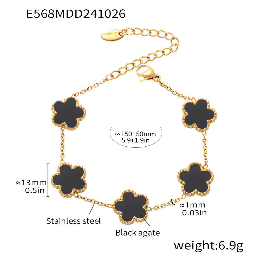 Flower Inlay Charm Bracelet