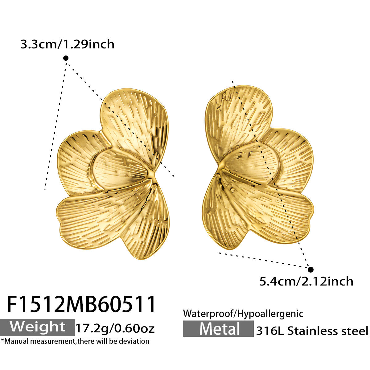 Textured Leaf Statement Stud Earrings