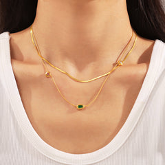 18K Gold-Plated Colored Glass Accent Necklace