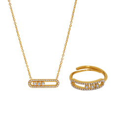 18K Gold-Plated Cubic Zirconia Bar Jewelry