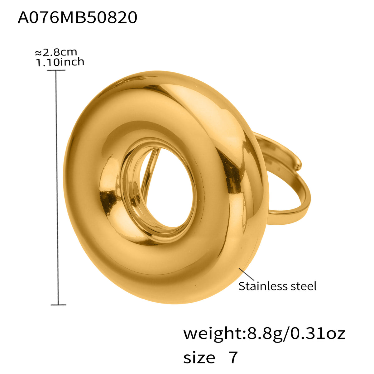 18K Gold-Plated Hollow Circle Open Ring