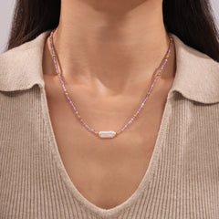 18K Gold-Plated Natural Stone Beaded Necklace