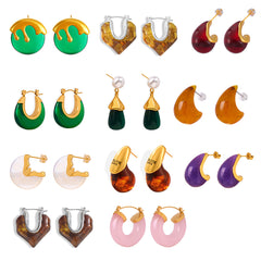Color Resin Stud and Hoop Earring Designs